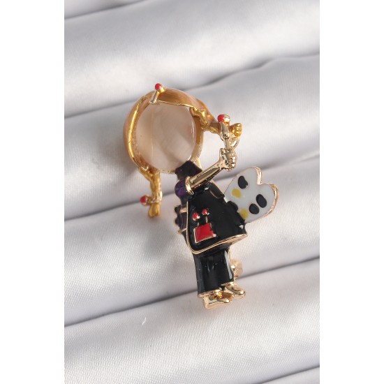 Pirinç Gold Renk Ressam Kız Model Kadın Broş Pirinç Gold Renk Ressam Kız Model Kadın Broş