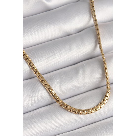 316L Çelik Gold Renk Yassı Zincir Model Kadın Kolye 316L Çelik Gold Renk Yassı Zincir Model Kadın Kolye
