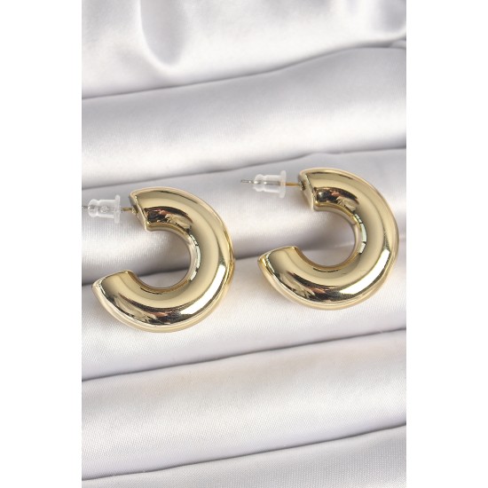 Pirinç Gold Renk Yarım Halka Model CCB Kadın Küpe Pirinç Gold Renk Yarım Halka Model CCB Kadın Küpe