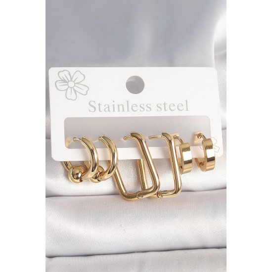 316L Çelik Gold Renk Halka Kare Model Kadın Küpe Seti 316L Çelik Gold Renk Halka Kare Model Kadın Küpe Seti