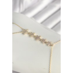 Pirinç Gold Renk Zirkon Taşlı Yıldız Model Kadın Şahmeran