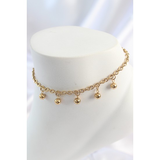 316L Çelik Gold Renk Sallantı Topçuk Zincir Model Kadın Halhal 316L Çelik Gold Renk Sallantı Topçuk Zincir Model Kadın Halhal