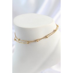 316L Çelik Gold Renk 2'Li Topçuk Zincir Model Kadın Halhal