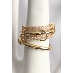 Pirinç Gold Renk Zirkon Taşlı 4'Lü Kadın Yüzük