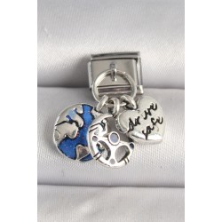 316L Çelik Gümüş Renk Dünya Kalp Model Nomination Charm