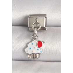 316L Çelik Gümüş Renk Beyaz Kupkek Model Nomination Charm