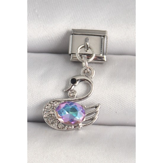 316L Çelik Gümüş Renk Zirkon Taşlı Kuğu Model Nomination Charm 316L Çelik Gümüş Renk Zirkon Taşlı Kuğu Model Nomination Charm