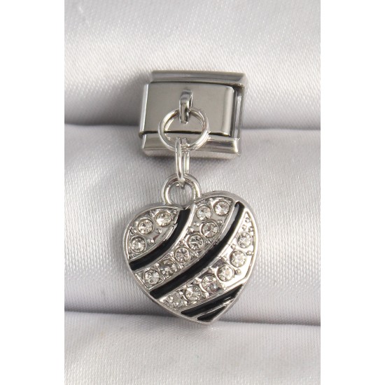 316L Çelik Gümüş Renk Zirkon Taşlı Kalp Model Nomination Charm 316L Çelik Gümüş Renk Zirkon Taşlı Kalp Model Nomination Charm