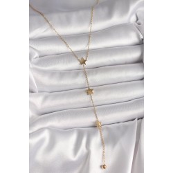 316L Çelik Gold Renk Yıldız Model Topçuk Detay Kadın Y Kolye