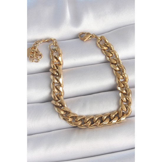 316L Çelik Gold Renk Kalın Zincir Model Kadın Bileklik 316L Çelik Gold Renk Kalın Zincir Model Kadın Bileklik