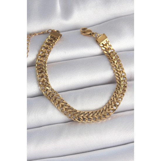 316L Çelik Gold Renk Hasır Zincir Model Kadın Bileklik 316L Çelik Gold Renk Hasır Zincir Model Kadın Bileklik
