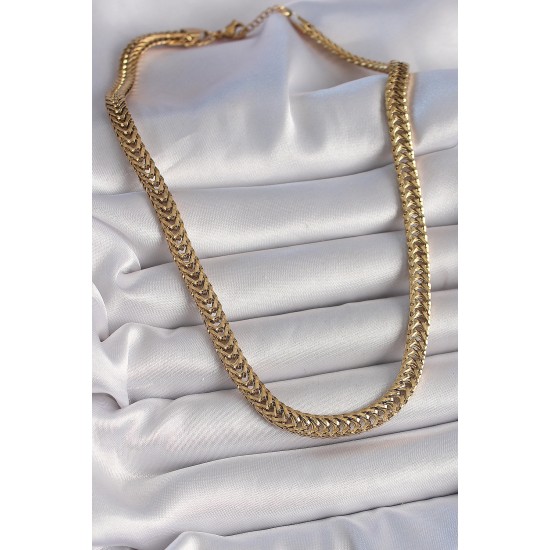 316L Çelik Gold Renk Balık Sırtı Model Kadın Kolye 316L Çelik Gold Renk Balık Sırtı Model Kadın Kolye