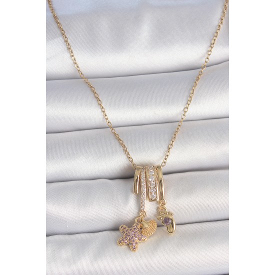 316L Çelik Gold Renk Sallantı Zirkon Taşlı Mor Taşlı Ayıcık Figür Charm Kadın Kolye 316L Çelik Gold Renk Sallantı Zirkon Taşlı Mor Taşlı Ayıcık Figür Charm Kadın Kolye
