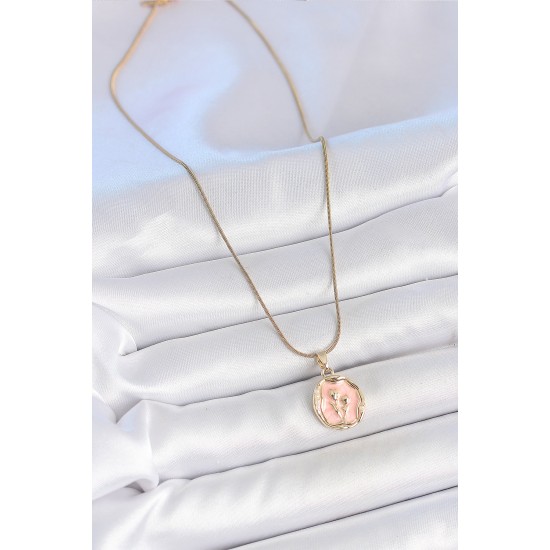 316L Çelik Gold Renk Zincir Pembe Mineli Çiçek İşlemeli Portre Model Kadın Kolye 316L Çelik Gold Renk Zincir Pembe Mineli Çiçek İşlemeli Portre Model Kadın Kolye