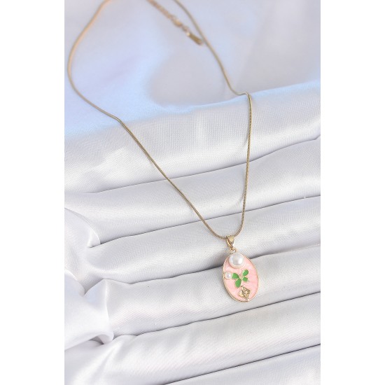 316L Çelik Gold Renk Zincir Pembe Mineli Oval İncili Çiçek İşlemeli Portre Model Kadın Kolye 316L Çelik Gold Renk Zincir Pembe Mineli Oval İncili Çiçek İşlemeli Portre Model Kadın Kolye