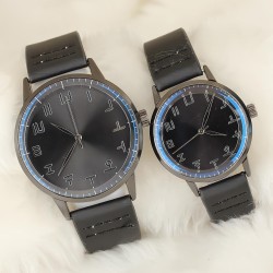 Siyah Deri Kordonlu Füme Renk Metal Kasa Sevgili Saatleri