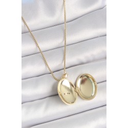 316L Çelik Gold Renk Zincir Zirkon Taşlı Anka Kuşu İşlemeli Açılır Model Kadın Kolye