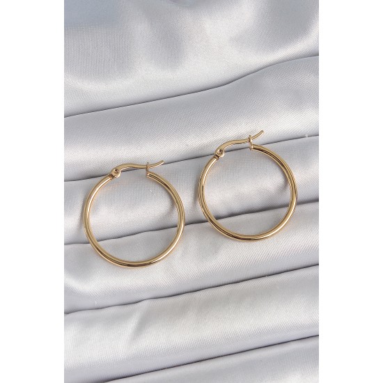 316 Çelik Gold Renk 27 mm Halka Model Kadın Küpe 316 Çelik Gold Renk 27 mm Halka Model Kadın Küpe