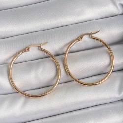 316 Çelik Gold Renk 33 mm Kadın Halka Model Kadın Küpe