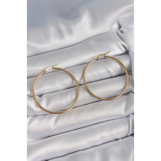 316 Çelik Gold Renk 43 mm Halka Model Kadın Küpe 316 Çelik Gold Renk 43 mm Halka Model Kadın Küpe