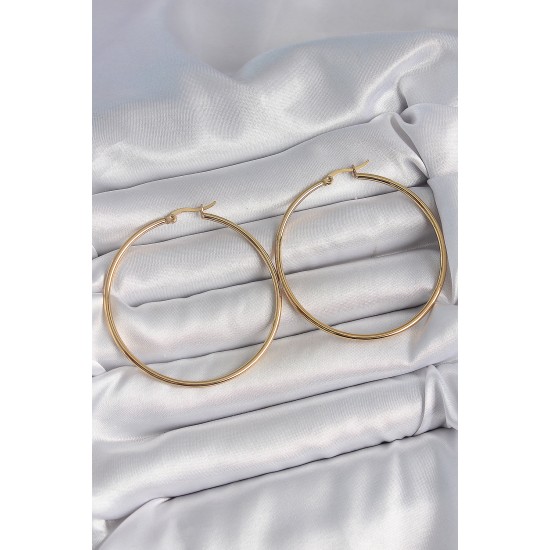 316 Çelik Gold Renk 53 mm Halka Model Kadın Küpe 316 Çelik Gold Renk 53 mm Halka Model Kadın Küpe
