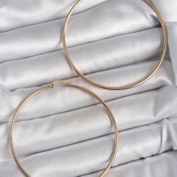 316 Çelik Gold Renk 63 mm Halka Model Kadın Küpe