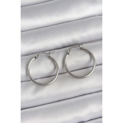 316 Çelik Gümüş Renk 22 mm Halka Model Kadın Küpe
