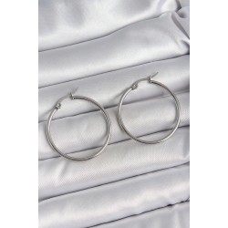 316 Çelik Gümüş Renk 33 mm Halka Model Kadın Küpe