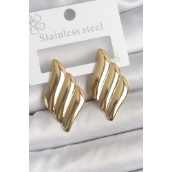 316 Çelik Gold Renk Dalga Model Kadın Küpe