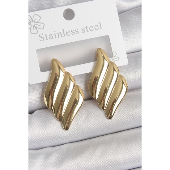 316 Çelik Gold Renk Dalga Model Kadın Küpe 316 Çelik Gold Renk Dalga Model Kadın Küpe