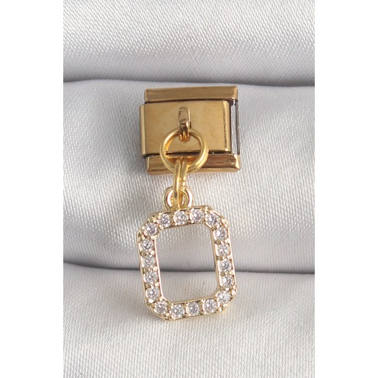 316L Çelik Gold Renk Sallantı Kare Zirkon Taşlı Nomination Charm 316L Çelik Gold Renk Sallantı Kare Zirkon Taşlı Nomination Charm