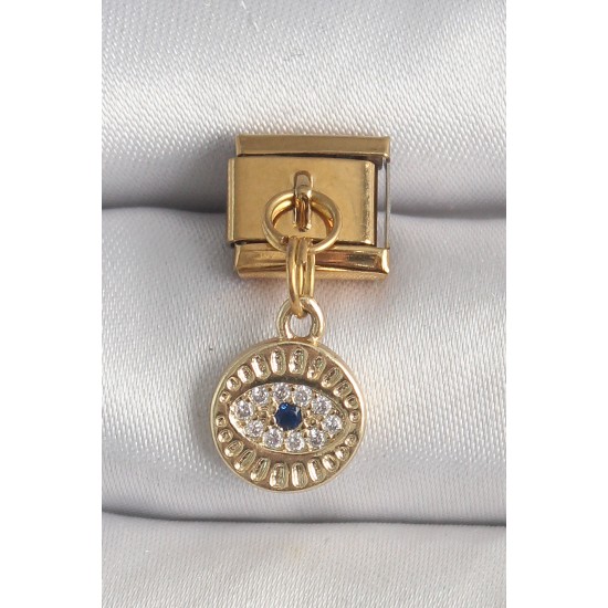 316L Çelik Gold Renk Sallantı Zirkon Taşlı Göz Model Nomination Charm 316L Çelik Gold Renk Sallantı Zirkon Taşlı Göz Model Nomination Charm