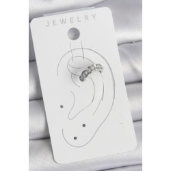 Pirinç Gümüş Renk Zirkon Taşlı Kıkırdak Model Kadın Küpe