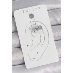 Pirinç Gümüş Renk Zirkon Taşlı Yaprak Model Kıkırdak Kadın Küpe