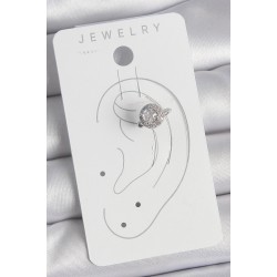 Pirinç Gümüş Renk Zirkon Taşlı Kadın Kıkırdak Model Küpe