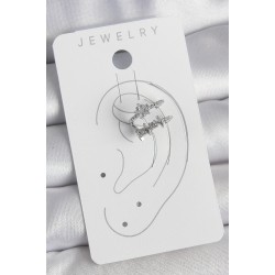 Pirinç Gümüş Renk Zirkon Taşlı Yıldız Model Kadın Kıkırdak Küpe