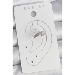 Pirinç Gümüş Renk Bal Peteği Model Zirkon Taşlı Kadın Kıkırdak Küpe