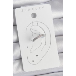Pirinç Gümüş Renk Zirkon Taşlı Kadın Kıkırdak Model Küpe