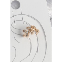 Pirinç Gold Renk Zirkon Taşlı Yaprak Model Kadın Kıkırdak Küpe