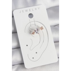 Pirinç Gold Renk Zirkon Taşlı Kalp Ok Model Kadın Kıkırdak Küpe