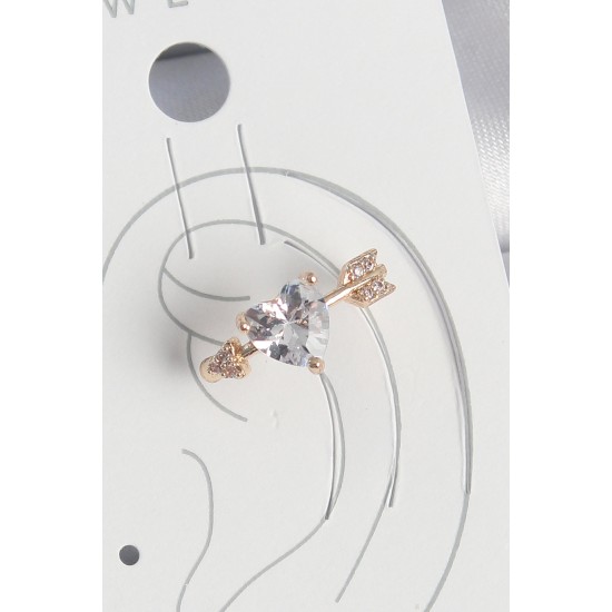 Pirinç Gold Renk Zirkon Taşlı Kalp Ok Model Kadın Kıkırdak Küpe Pirinç Gold Renk Zirkon Taşlı Kalp Ok Model Kadın Kıkırdak Küpe