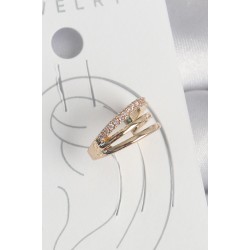 Pirinç Gold Renk Zirkon Taşlı 3'Lü Sıralı Model Kadın Kıkırdak Küpe