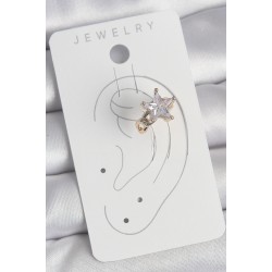 Pirinç Gold Renk Zirkon Taşlı Yıldız Model Kadın Kıkırdak Küpe