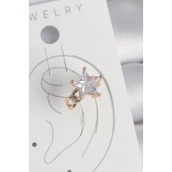 Pirinç Gold Renk Zirkon Taşlı Yıldız Model Kadın Kıkırdak Küpe