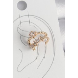 Pirinç Gold Renk Zirkon Taşlı Yıldız Model Kadın Kıkırdak Küpe