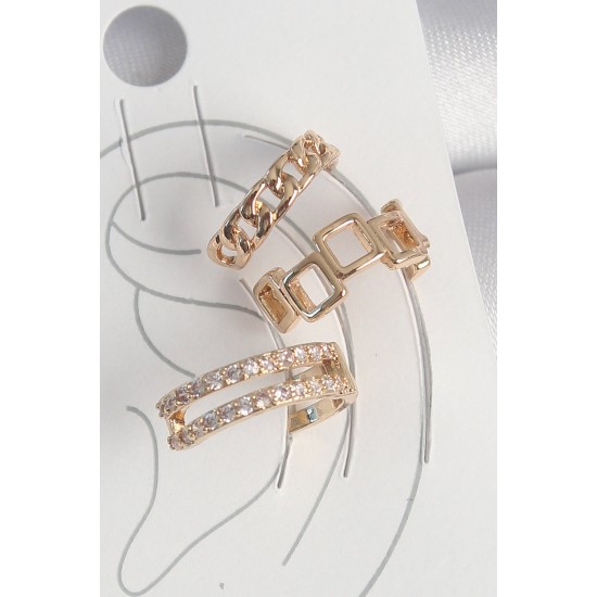Pirinç Gold Renk Zirkon Taşlı Kare Zincir Model Kadın Kıkırdak Küpe Pirinç Gold Renk Zirkon Taşlı Kare Zincir Model Kadın Kıkırdak Küpe