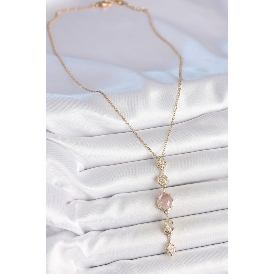 316L Çelik Zincir Gold Renk Pembe Zirkon Taşlı Y Kolye 316L Çelik Zincir Gold Renk Pembe Zirkon Taşlı Y Kolye