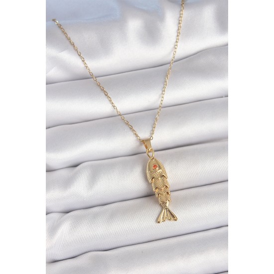 316L Çelik Zincir Gold Renk Zirkon Taşlı Balık Figürlü Kolye 316L Çelik Zincir Gold Renk Zirkon Taşlı Balık Figürlü Kolye