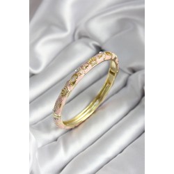 Mineli Pirinç Açık Pembe Kraliçe Taç Desenli Zirkon Taşlı Gold Renk Kadın Kelepçe