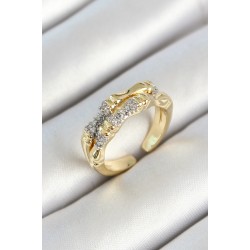 Pirinç Kemik Figürlü Zirkon Taşlı Gold Renk Ayarlanabilir Kadın Yüzük
